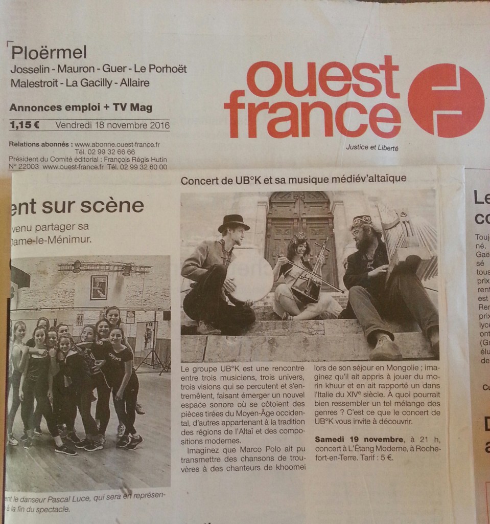 Ouest France Concert du 19 novembre 2016